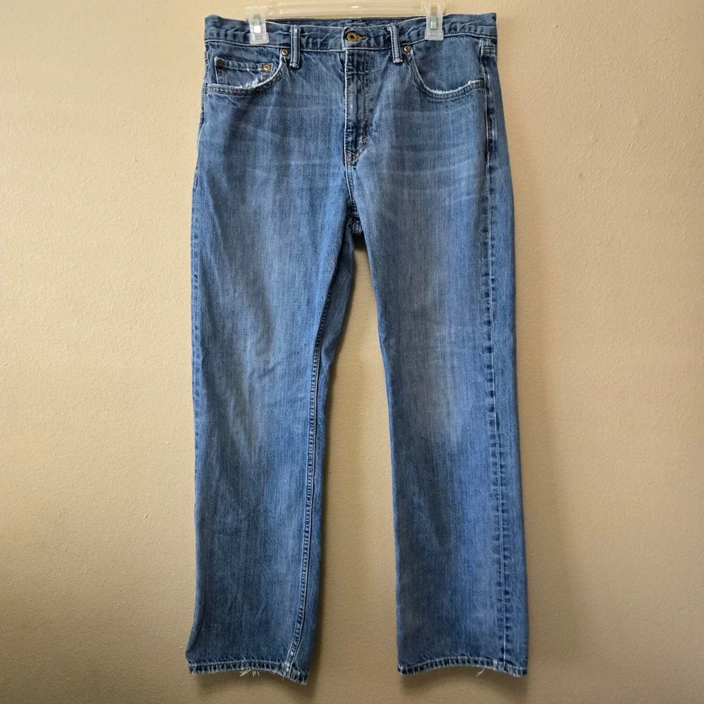 Banana Republic Mens Straight Leg Light Wash Blue Denim Jeans 34x30